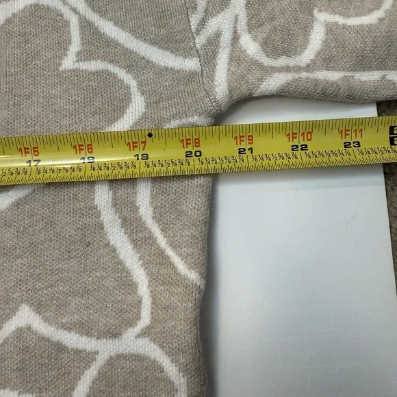 NWT Tahari Mock Neck Sweater Tan w/Hearts LongSleeve WMS S CozyStretch Valentine - Picture 10 of 11